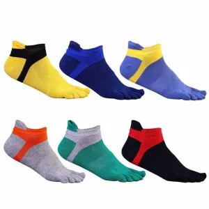 1 pair Sport Outdoor Mens Exercise Socks Cotton Five Toe Socks, Breathable Ankle Socks 39-43