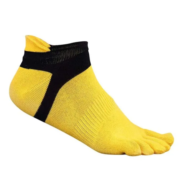 1 pair Sport Outdoor Mens Exercise Socks Cotton Five Toe Socks, Breathable Ankle Socks 39-43