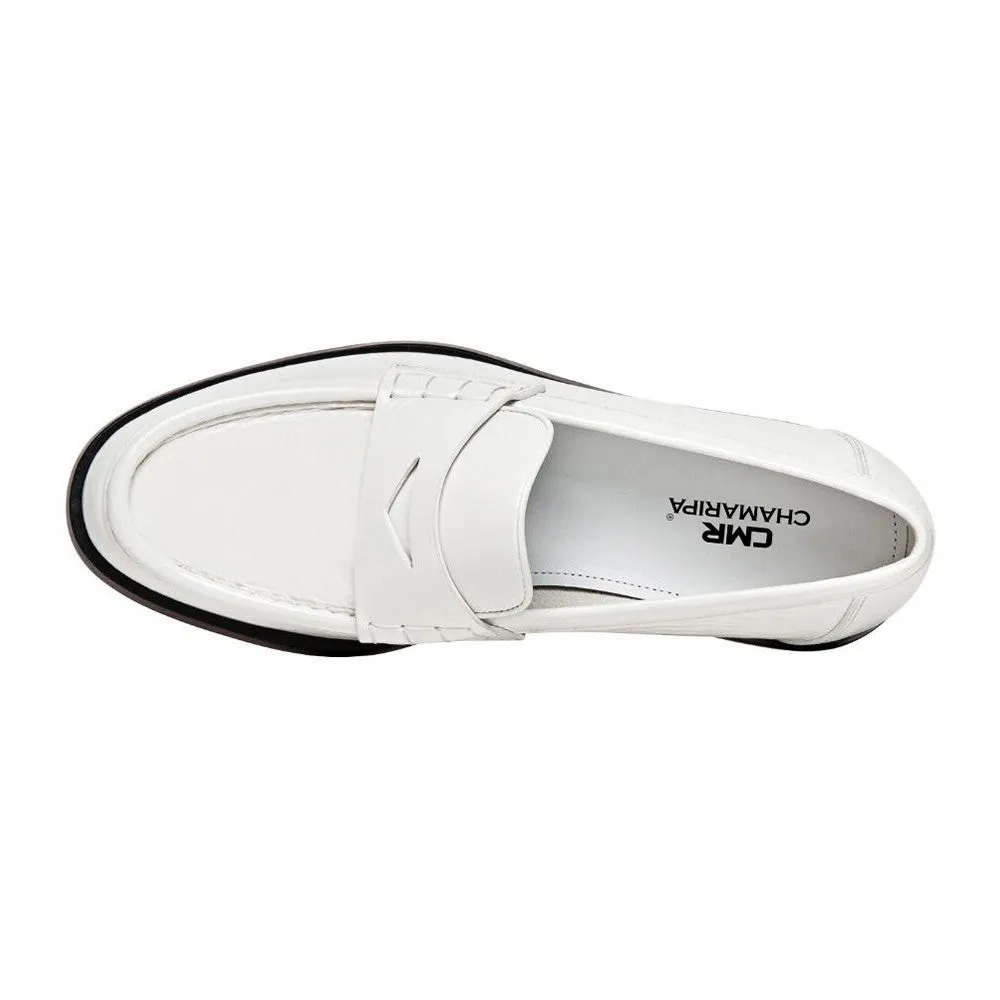 6 CM/2.36 Inches CMR CHAMARIPA White Leather Penny Height Increasing Loafers