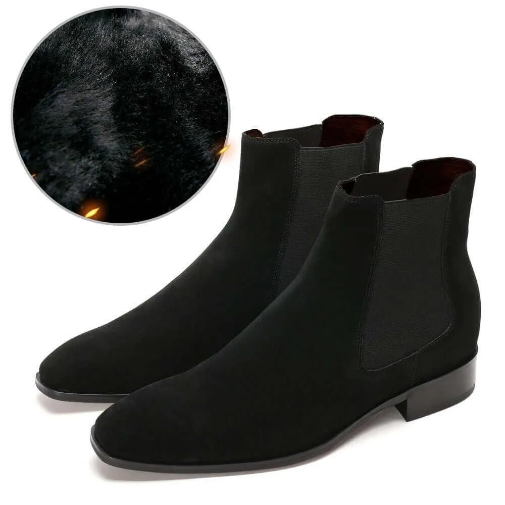 7CM / 2.76 Inches - CMR CHAMARIPA  Men's Elevator Shoes Tall Men Shoes Black Suede Boots