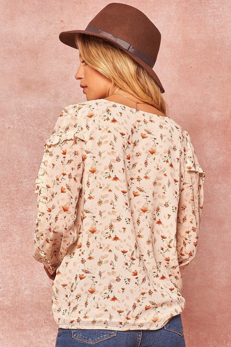 A Woven Floral-print Peasant Top