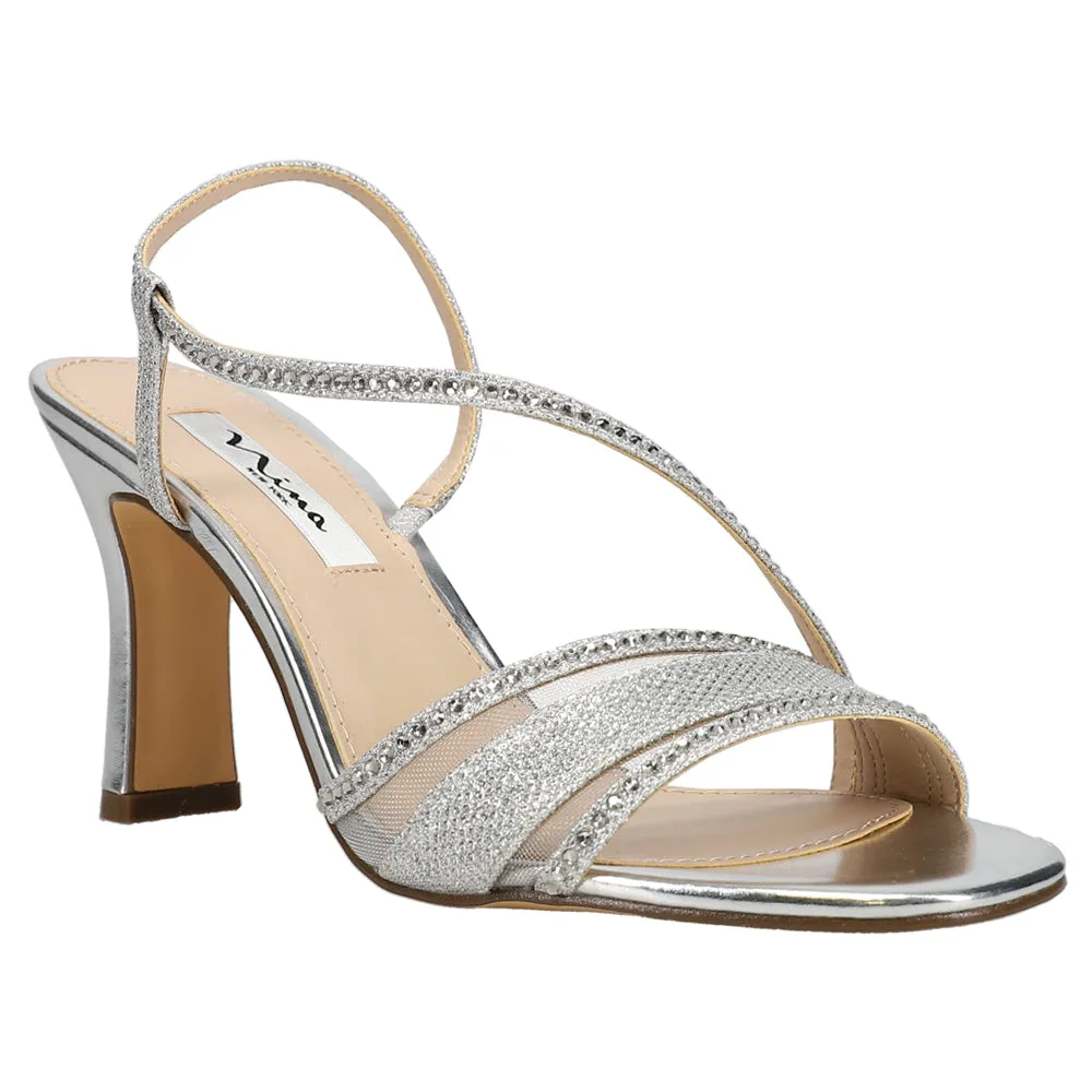 Abbi Metallic Rhinestone Wedding Sling Back Sandals