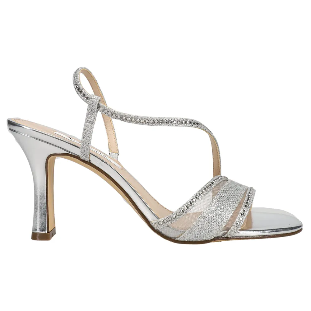 Abbi Metallic Rhinestone Wedding Sling Back Sandals