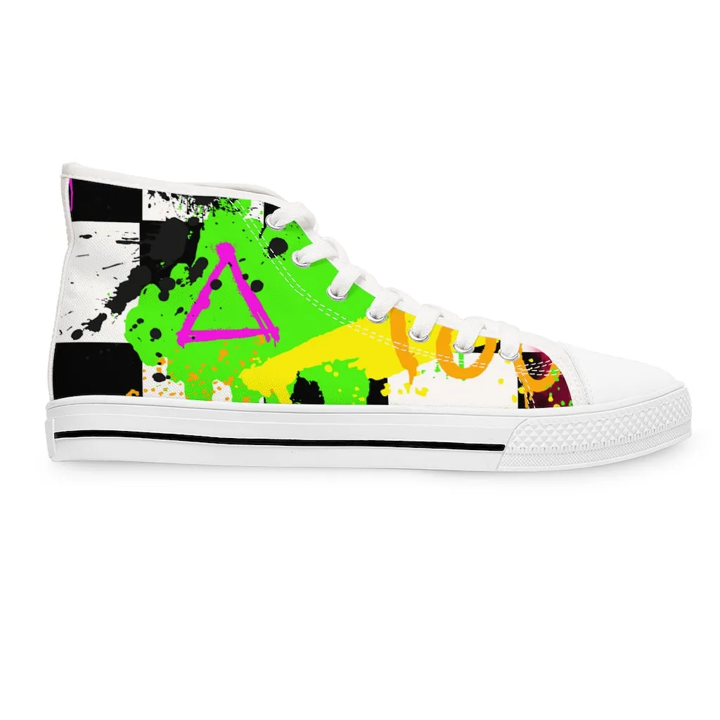 Abstract checkered Women's High Top Sneakers