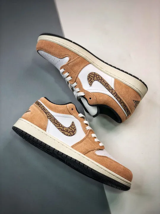 Air Jordan 1 Low ‘Brown Elephant’ Hemp/Metallic Gold-White-Tan-Black