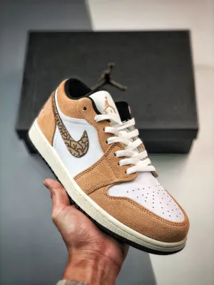 Air Jordan 1 Low ‘Brown Elephant’ Hemp/Metallic Gold-White-Tan-Black