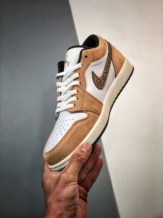 Air Jordan 1 Low ‘Brown Elephant’ Hemp/Metallic Gold-White-Tan-Black