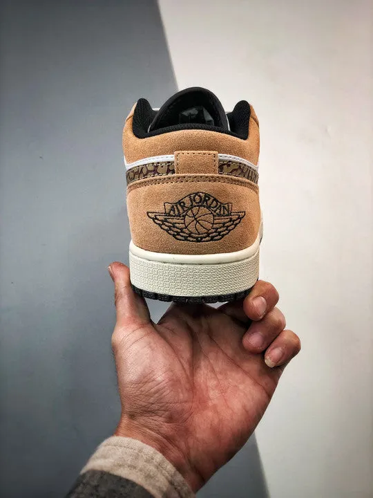 Air Jordan 1 Low ‘Brown Elephant’ Hemp/Metallic Gold-White-Tan-Black