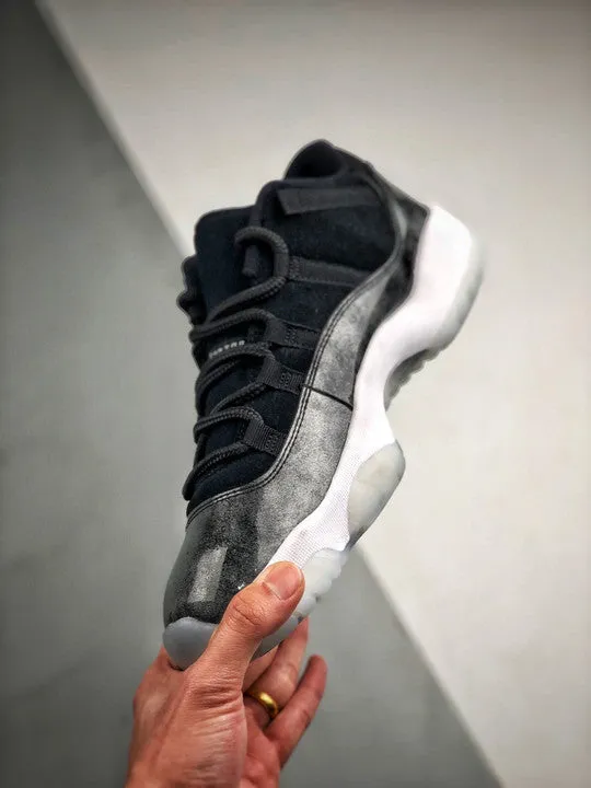 Air Jordan 11 Low ” Barons” Black/Metallic Silver-White