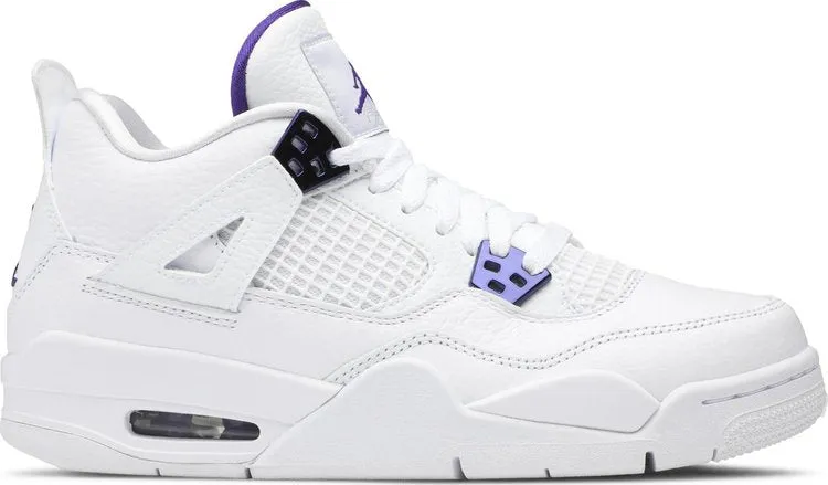 Air Jordan 4 Retro GS Purple Metallic Sneakers, purple