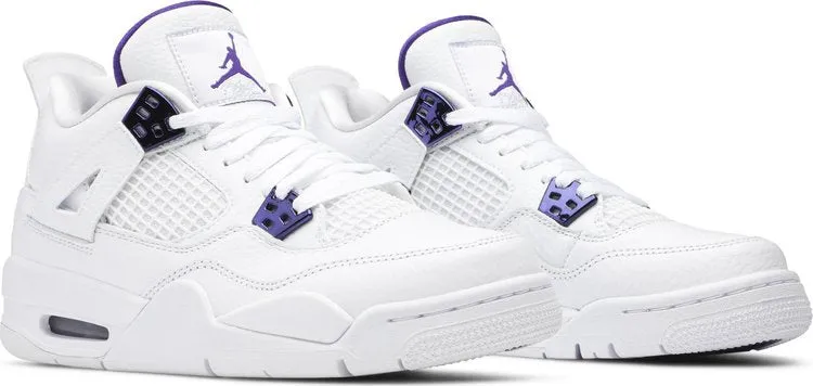 Air Jordan 4 Retro GS Purple Metallic Sneakers, purple