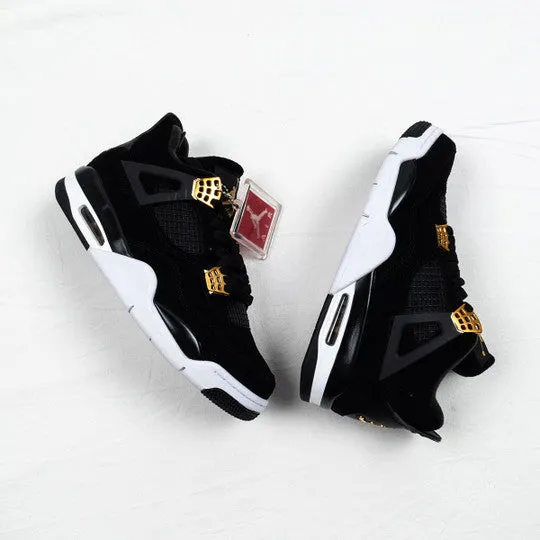 Air Jordan 4 ” Royalty” Black/Metallic Gold-White