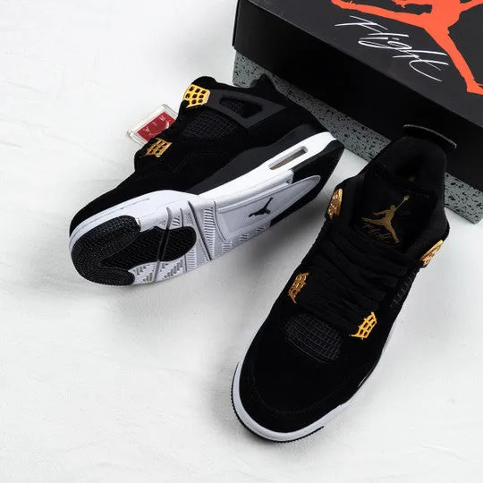 Air Jordan 4 ” Royalty” Black/Metallic Gold-White