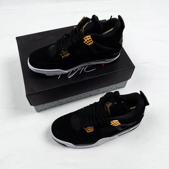 Air Jordan 4 ” Royalty” Black/Metallic Gold-White