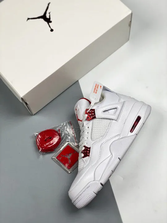 Air Jordan 4 White/Metallic Silver-University Red