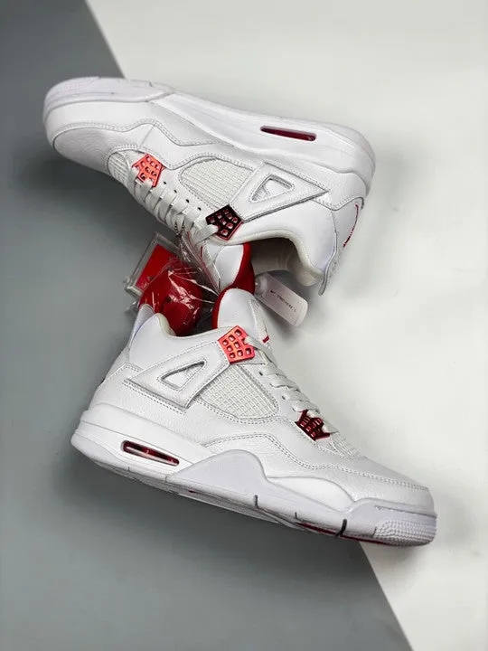 Air Jordan 4 White/Metallic Silver-University Red