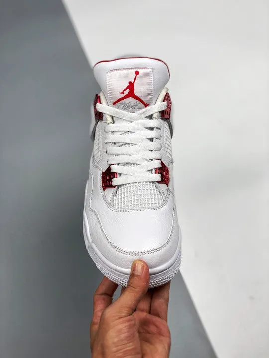 Air Jordan 4 White/Metallic Silver-University Red