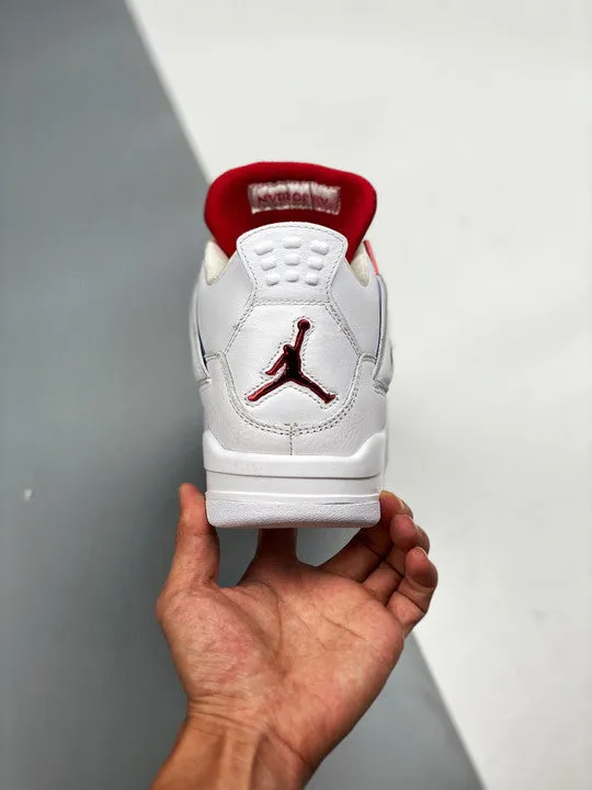 Air Jordan 4 White/Metallic Silver-University Red