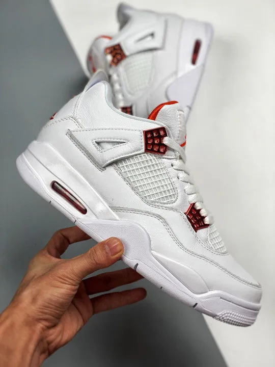 Air Jordan 4 White/Team Orange-Metallic Silver