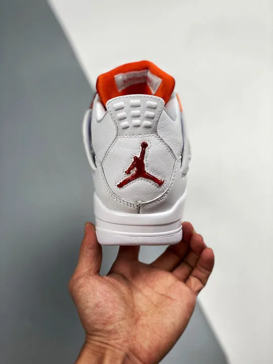 Air Jordan 4 White/Team Orange-Metallic Silver