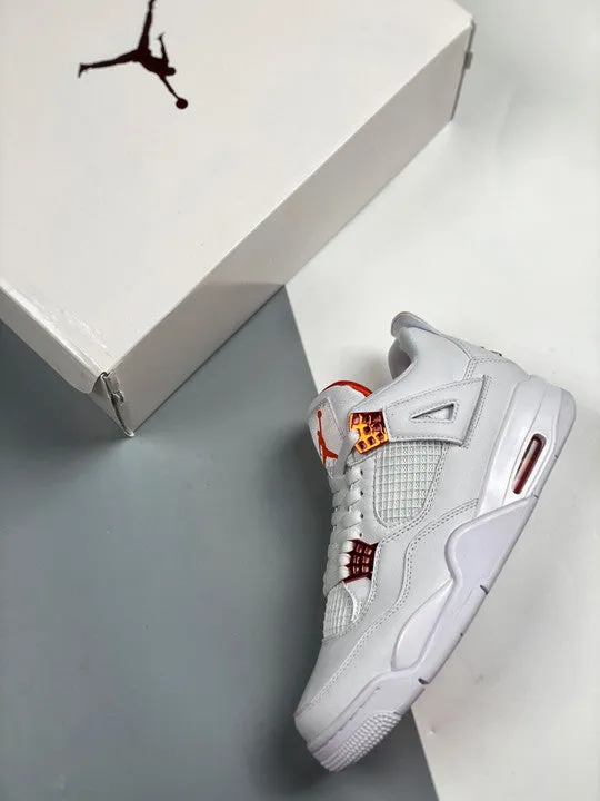 Air Jordan 4 White/Team Orange-Metallic Silver