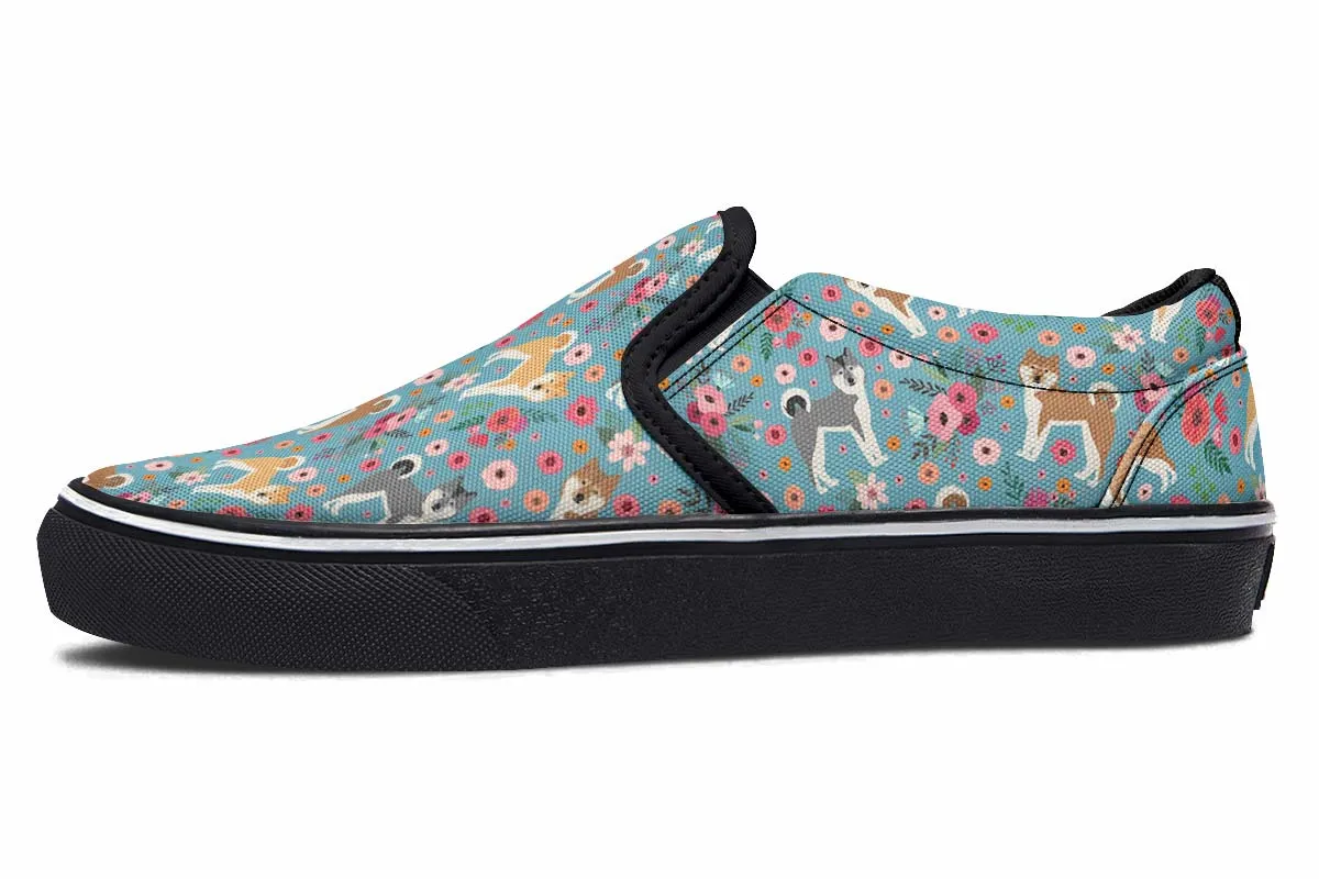 Akita Flower Slip-On Shoes