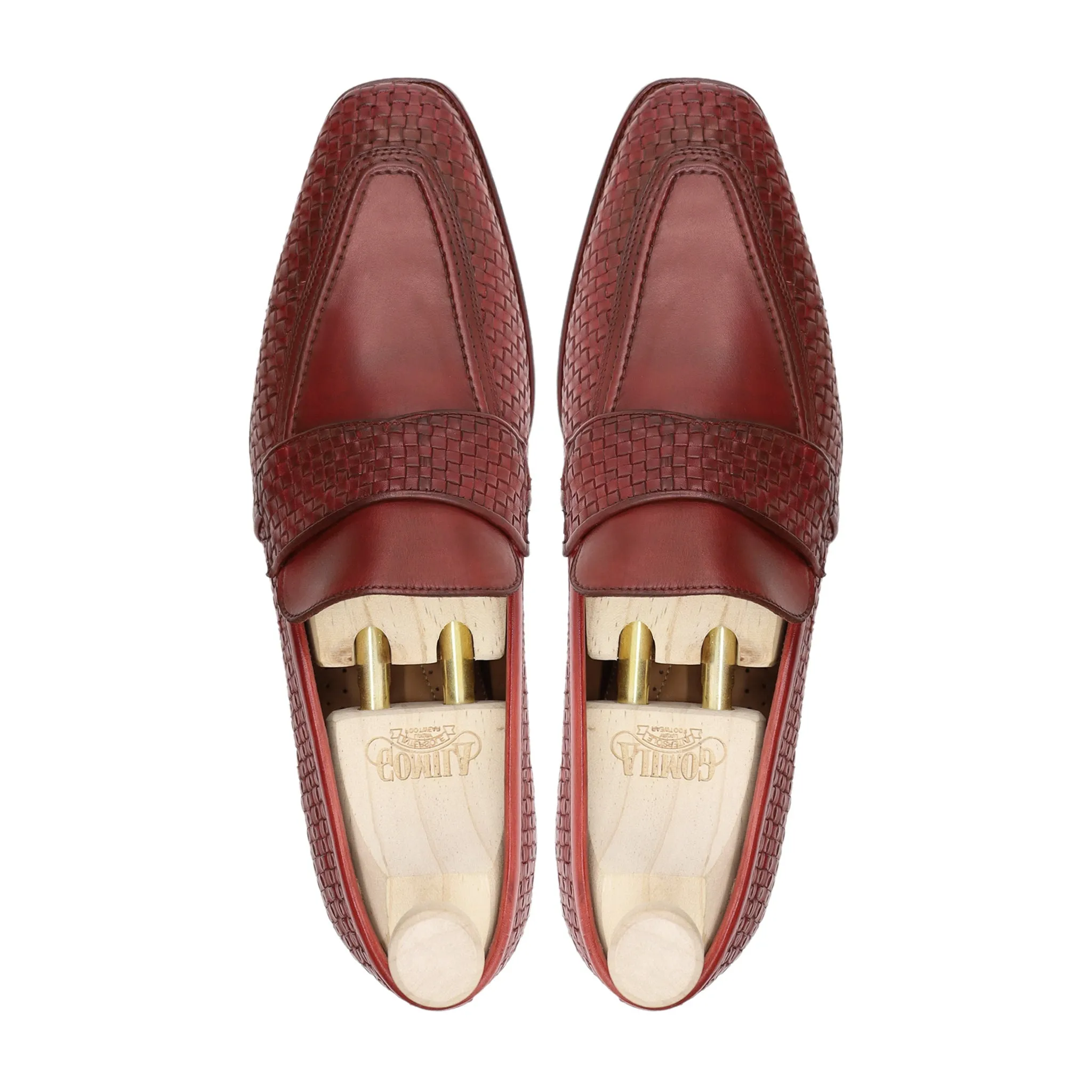 Alessandro - Men's Oxblood Calf Hand Woven Leather Loafer