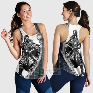 Allardice Tartan Clan Crest Women's Racerback Tanks with Highlander Warrior Celtic Style