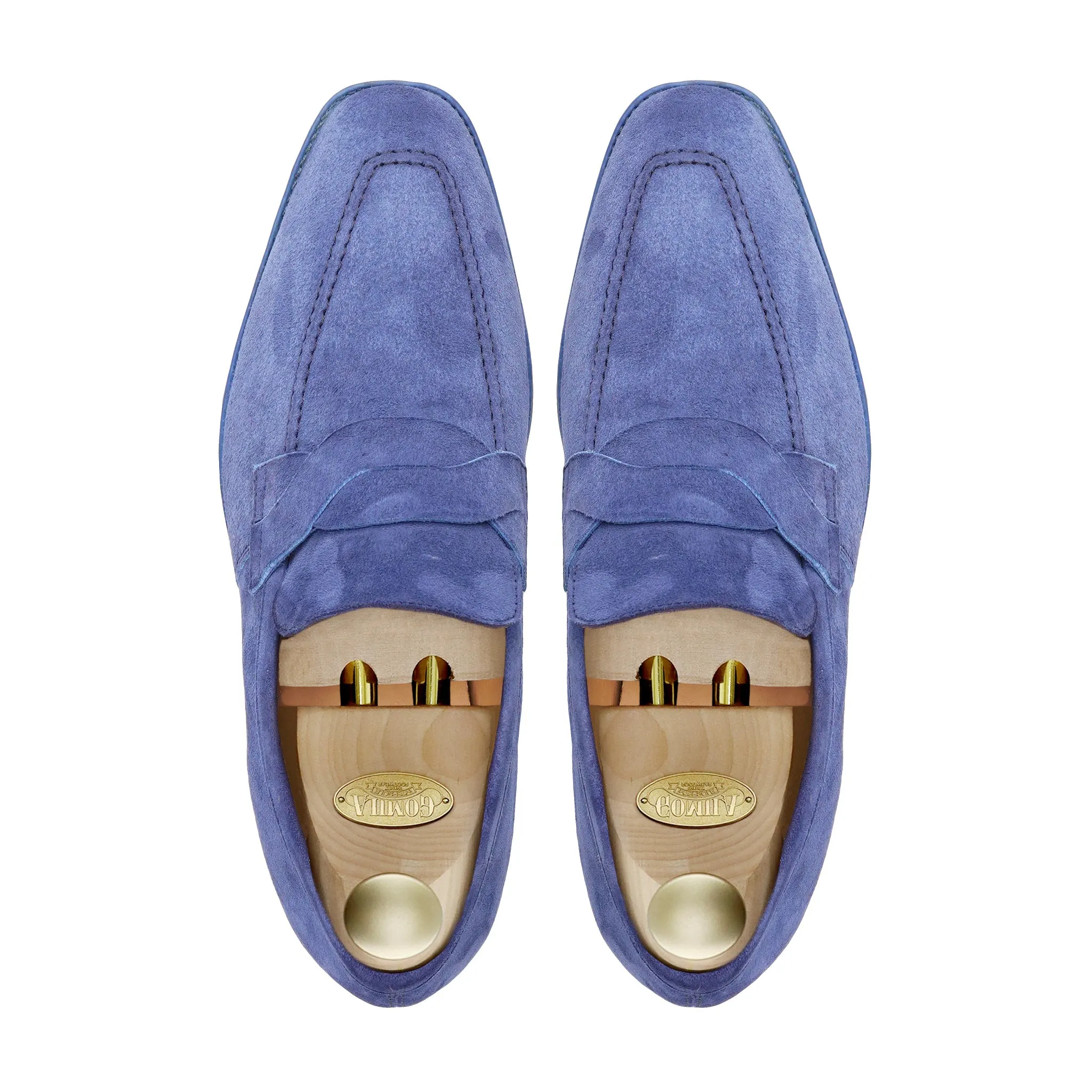 Ancona - Men's Light Blue Kid Suede Loafer