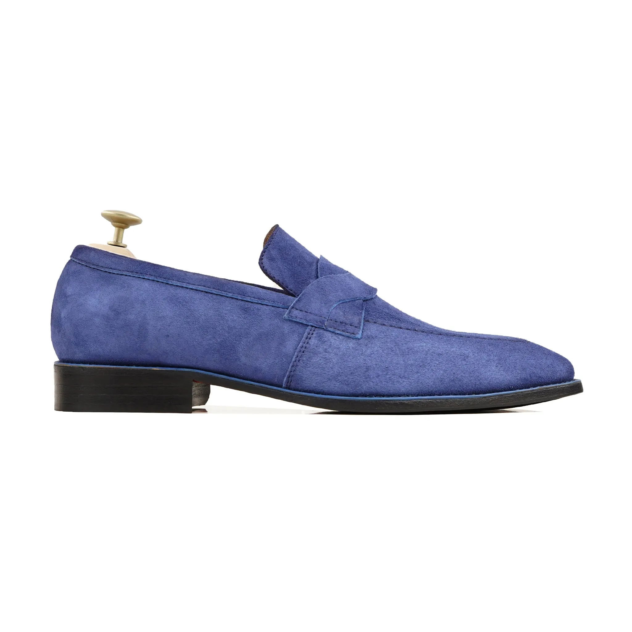 Ancona - Men's Light Blue Kid Suede Loafer