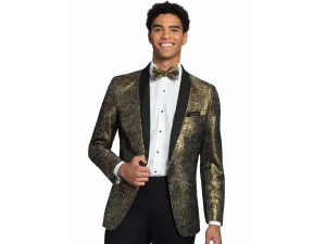 Aria Paisley Shawl lapel Dinner Jacket Tuxedo Rental In Metallic Gold