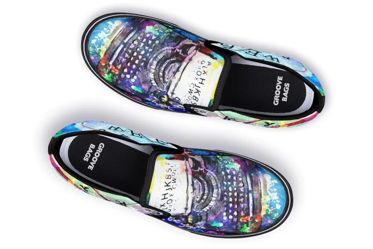 Artistic Type Writer Slip-On Shoes