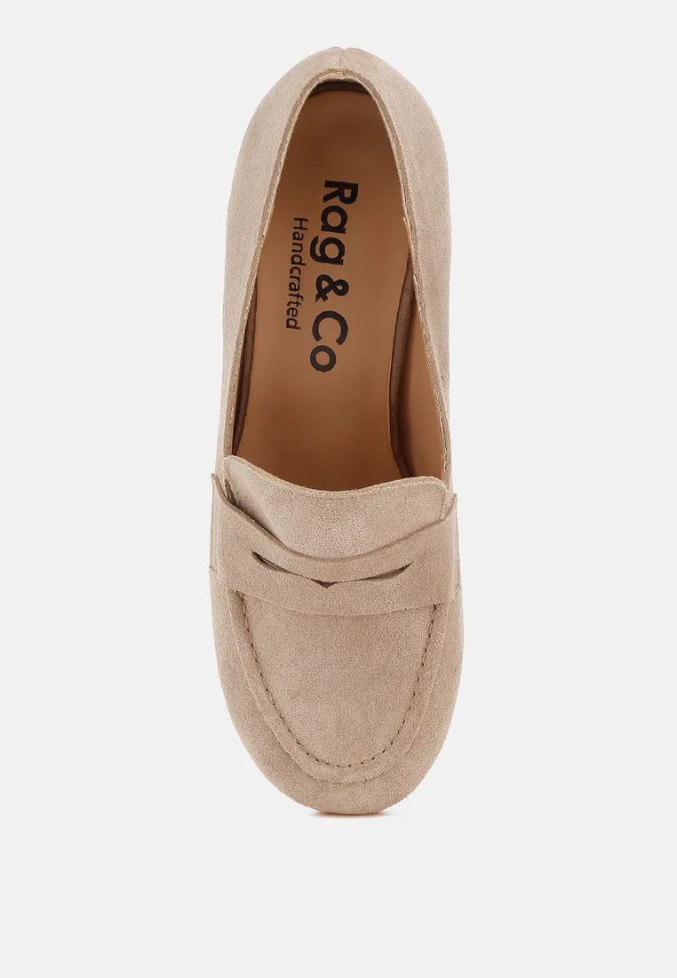 Astra Block Heel Suede Loafers