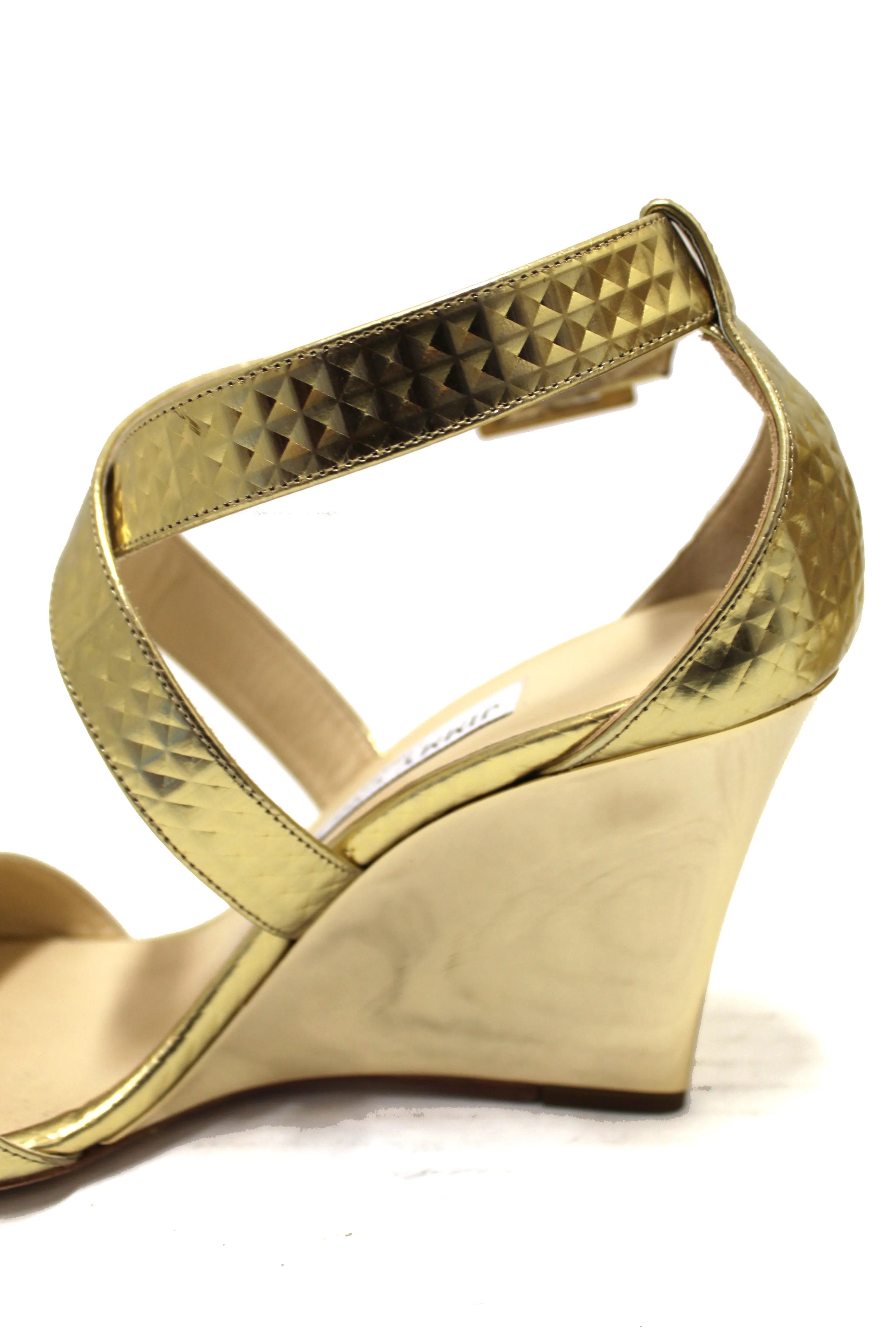 Authentic Jimmy Choo Metallic Gold Wedge Sandal 36