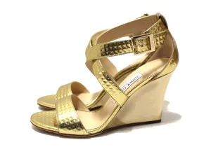 Authentic Jimmy Choo Metallic Gold Wedge Sandal 36