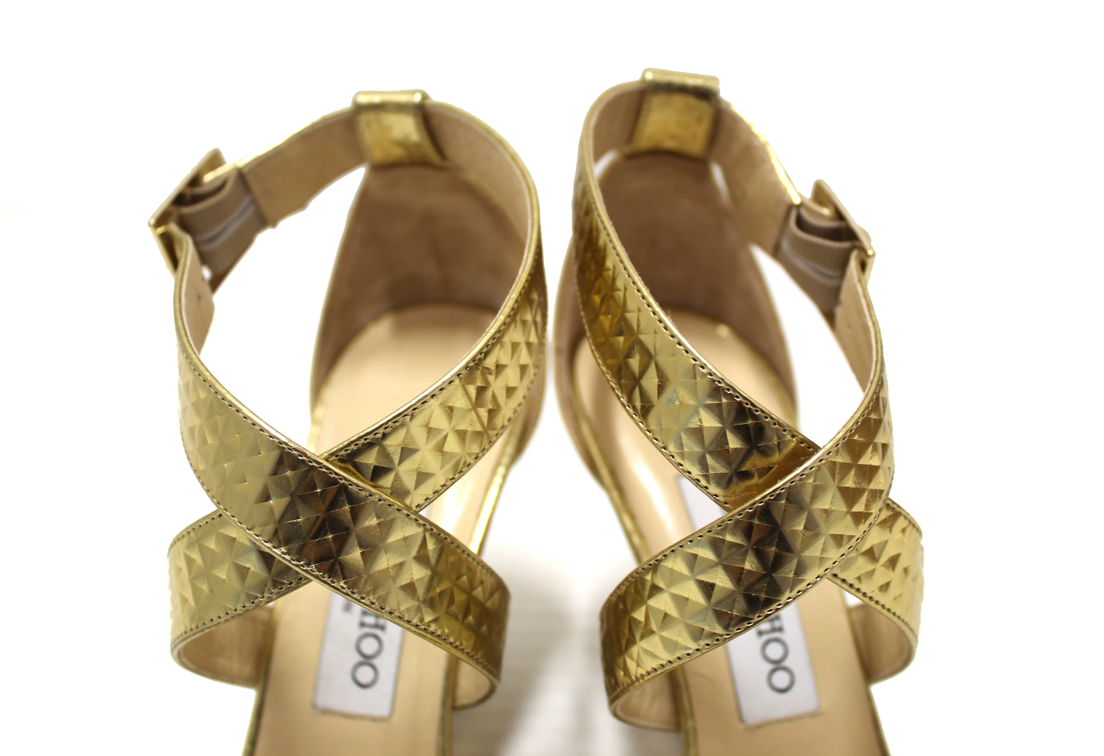 Authentic Jimmy Choo Metallic Gold Wedge Sandal 36