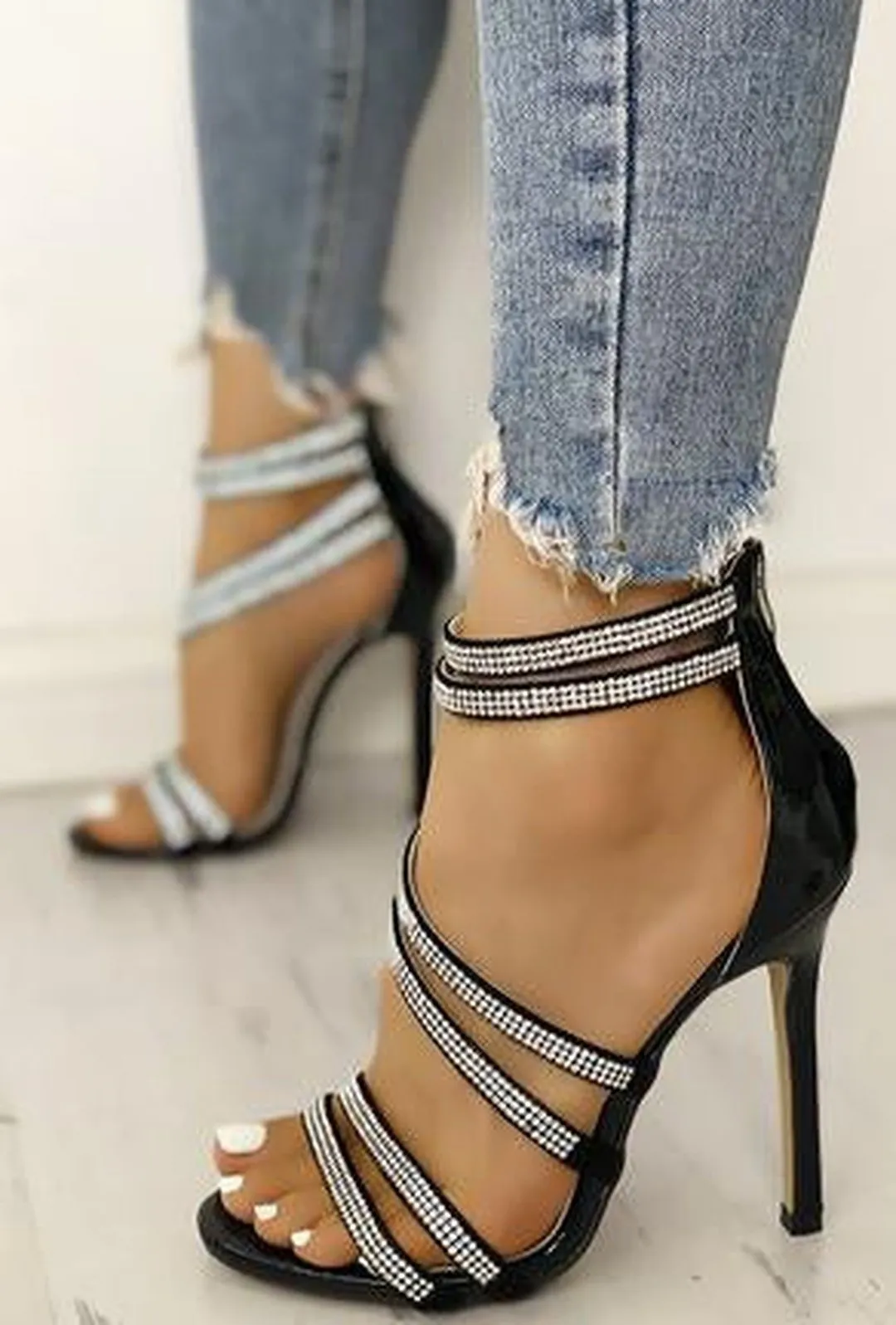 BELINDA - RHINESTONE STRAP HEELS