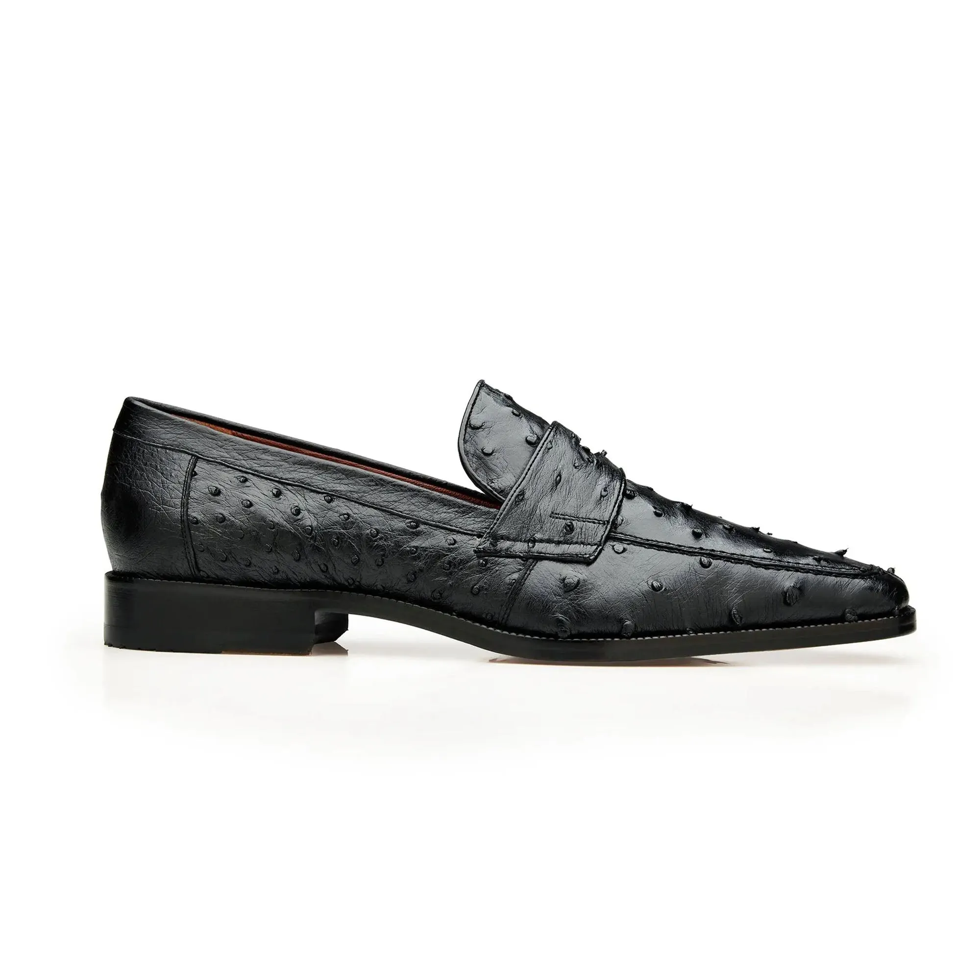 Belvedere Espada in Black Ostrich Quill Penny Loafers