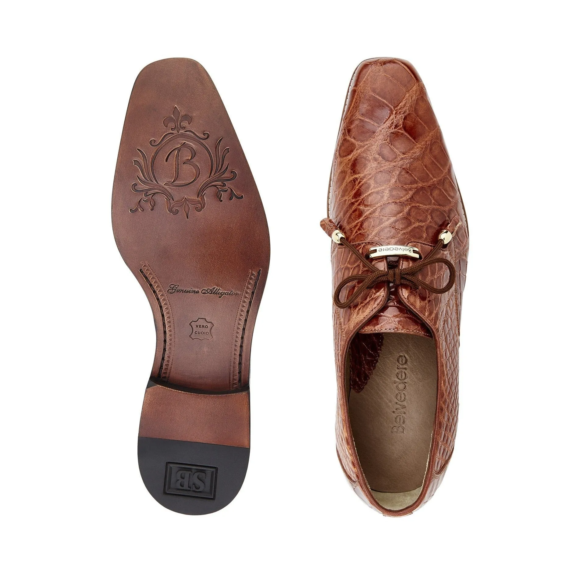 Belvedere - Lago, Genuine Alligator Dress Shoe - Cognac - 14010 (IN STORE)