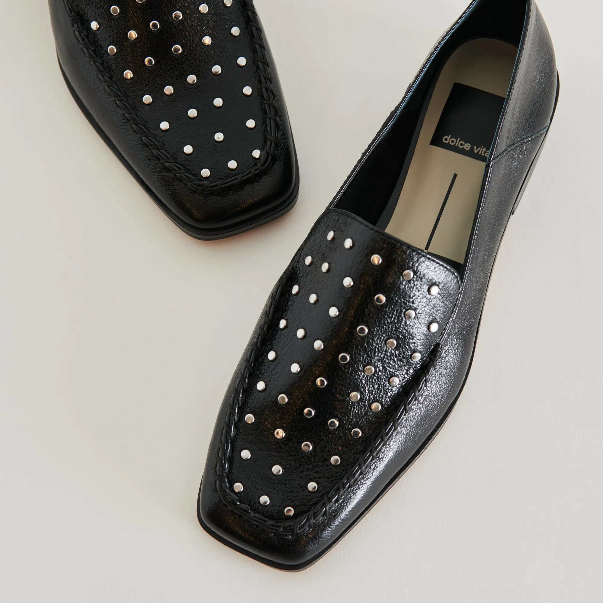 BENY FLATS BLACK STUDDED LEATHER