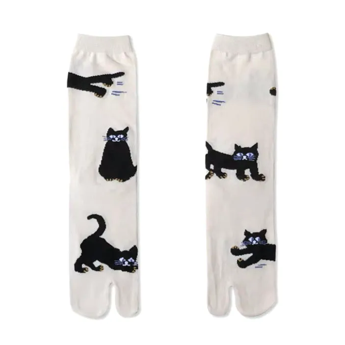 Black Cat Split Toe Tabi Socks