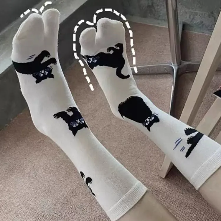 Black Cat Split Toe Tabi Socks