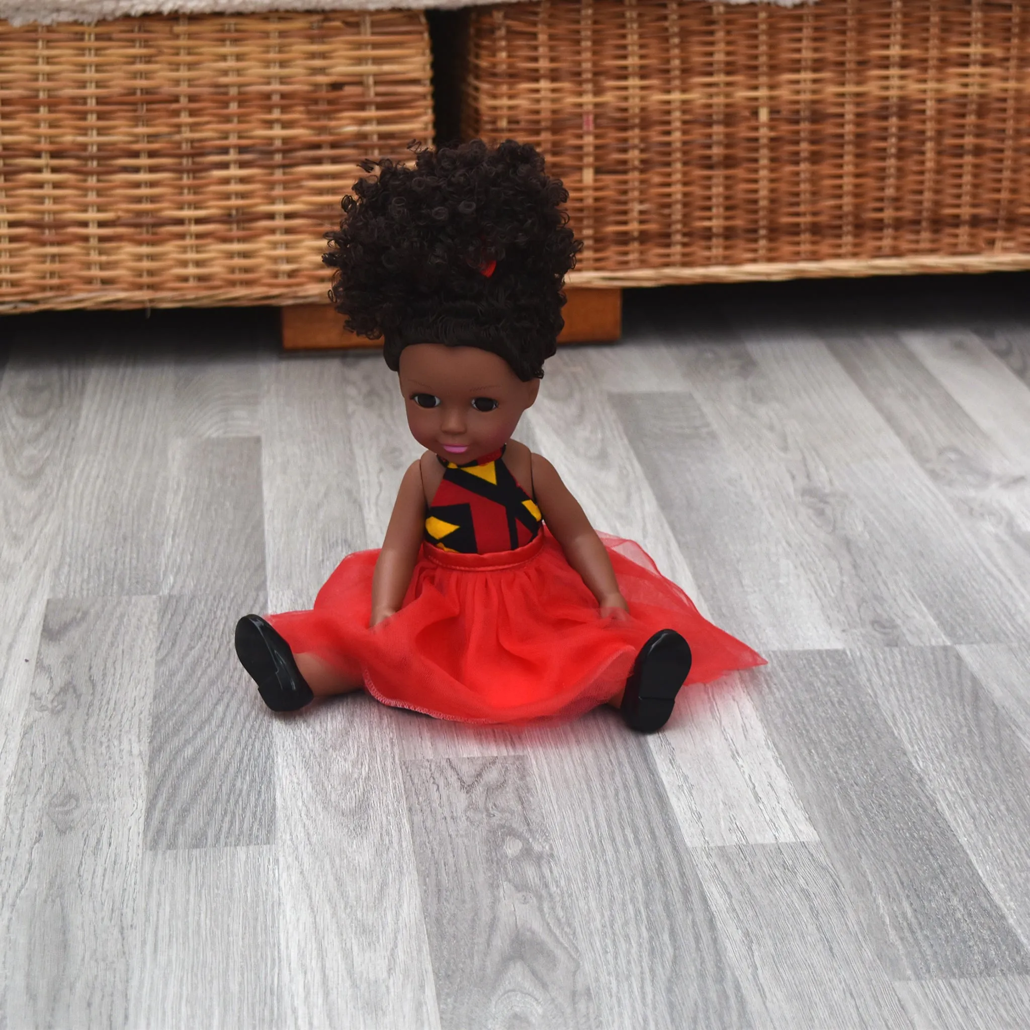 Black Doll - Afro Hair doll - Mix Race Doll - Afro Doll Ankara Doll Dress 1