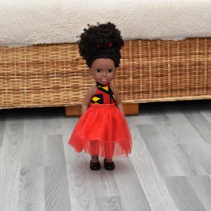 Black Doll - Afro Hair doll - Mix Race Doll - Afro Doll Ankara Doll Dress 1