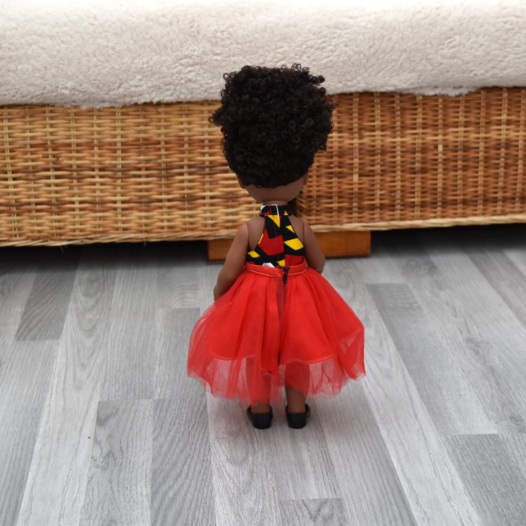 Black Doll - Afro Hair doll - Mix Race Doll - Afro Doll Ankara Doll Dress 1