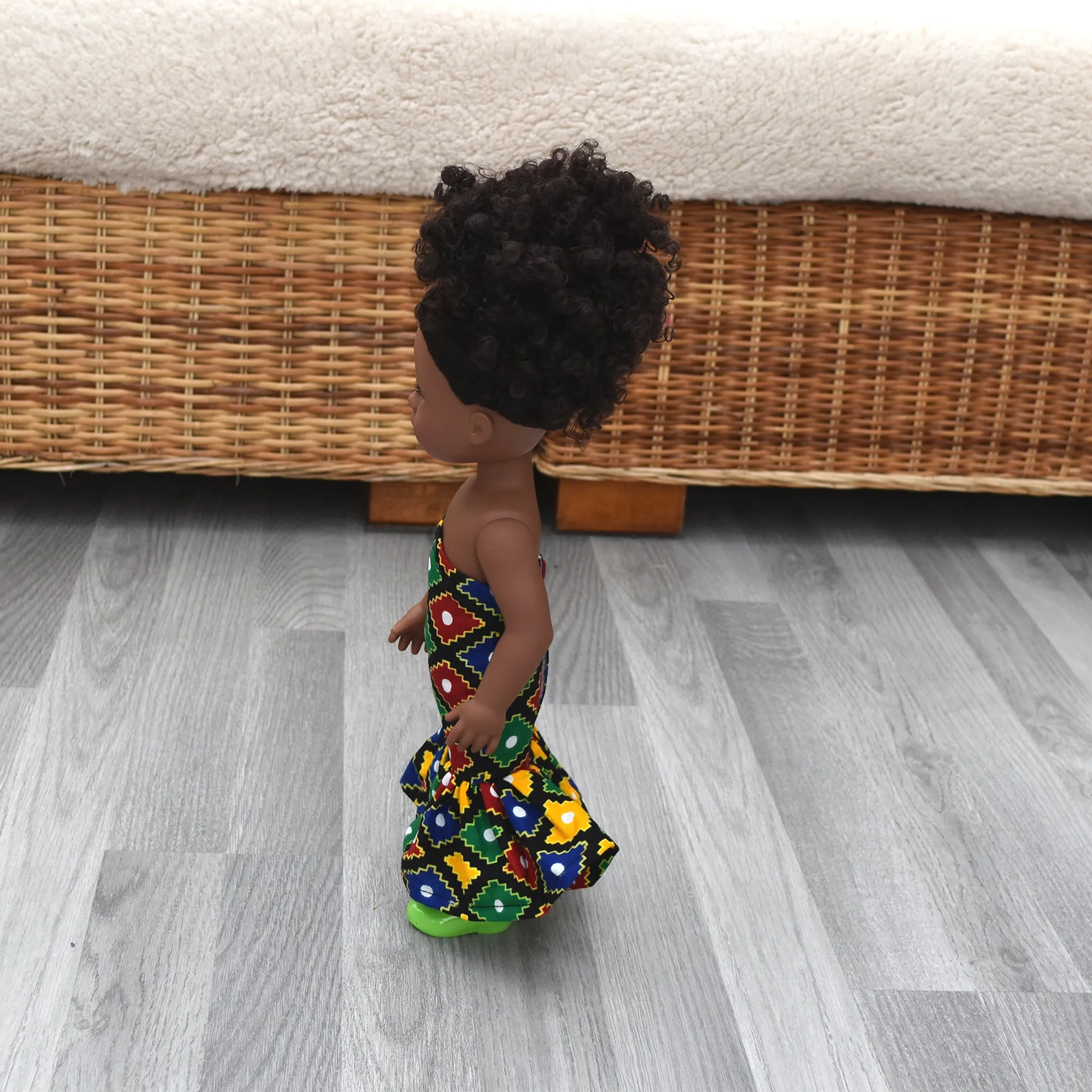 Black Doll - Afro Hair doll - Mix Race Doll - Afro Doll Ankara Doll Dress 5