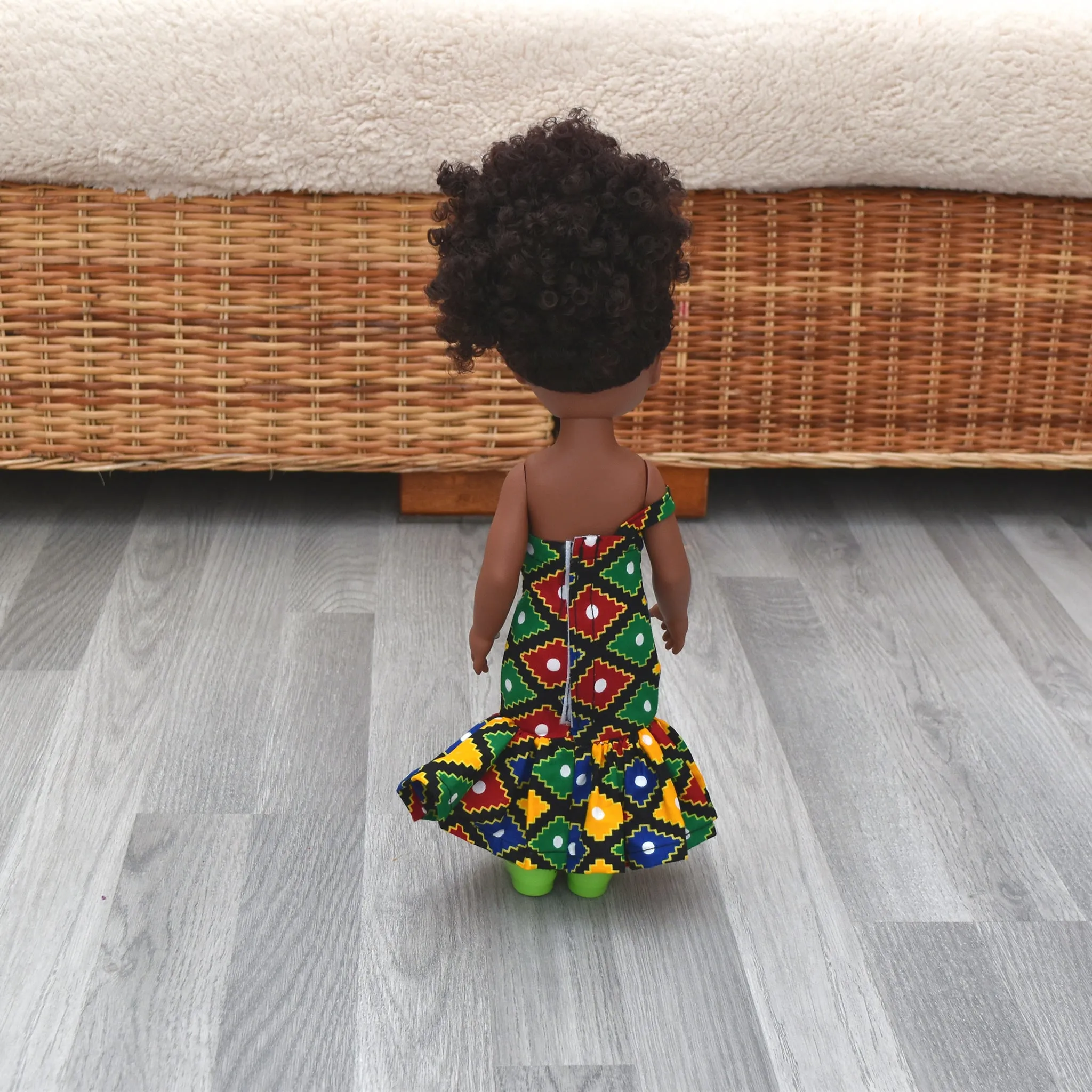 Black Doll - Afro Hair doll - Mix Race Doll - Afro Doll Ankara Doll Dress 5