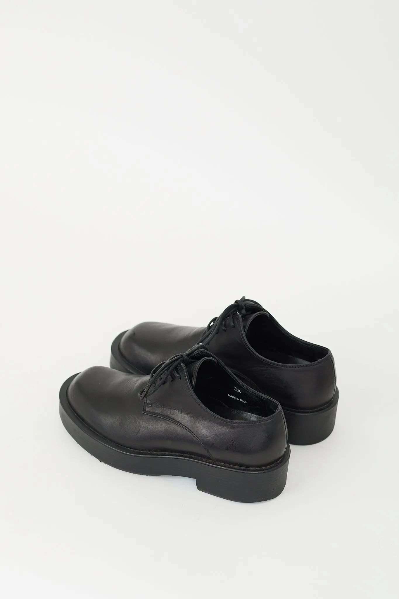 Black Leather Platform Derby