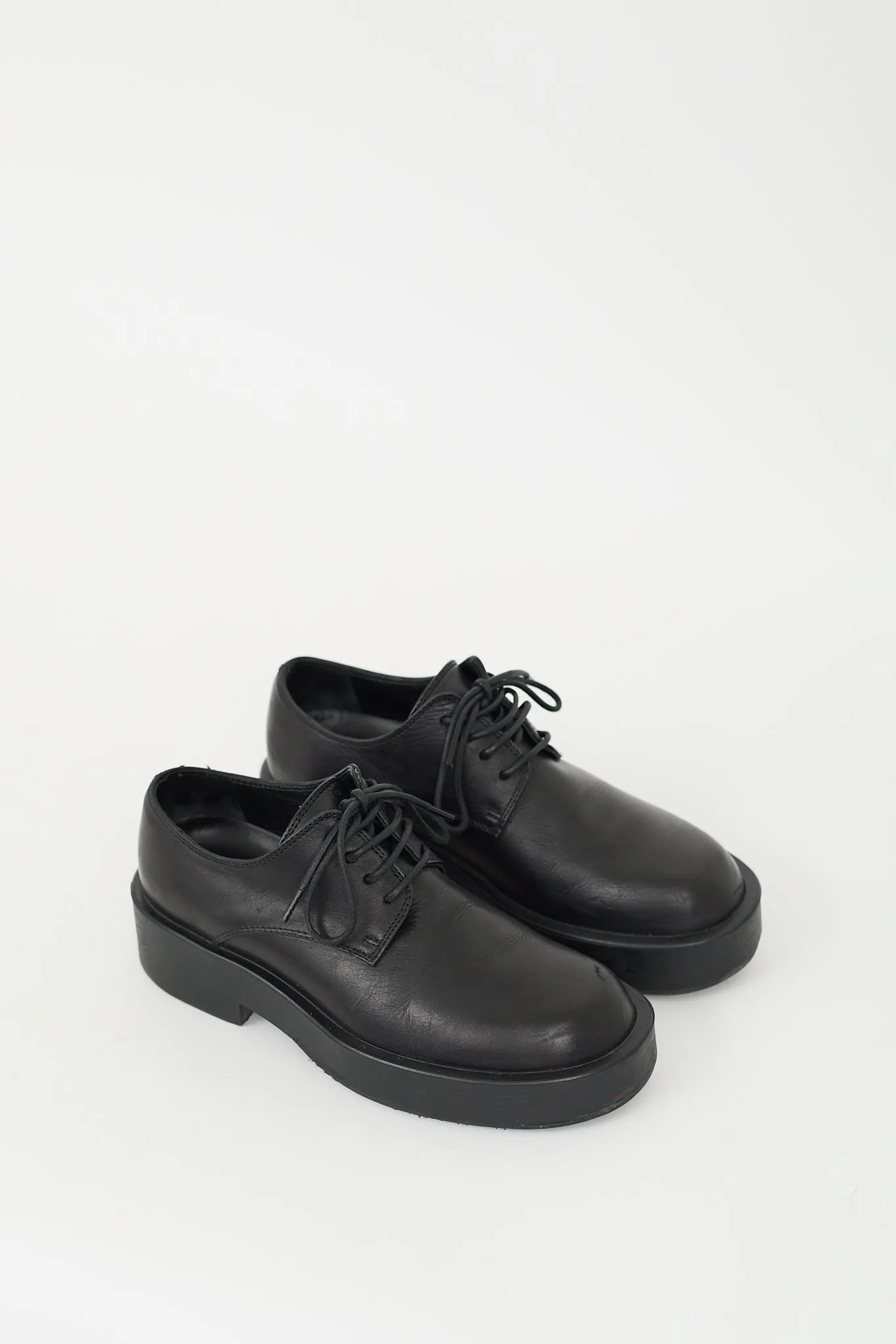 Black Leather Platform Derby