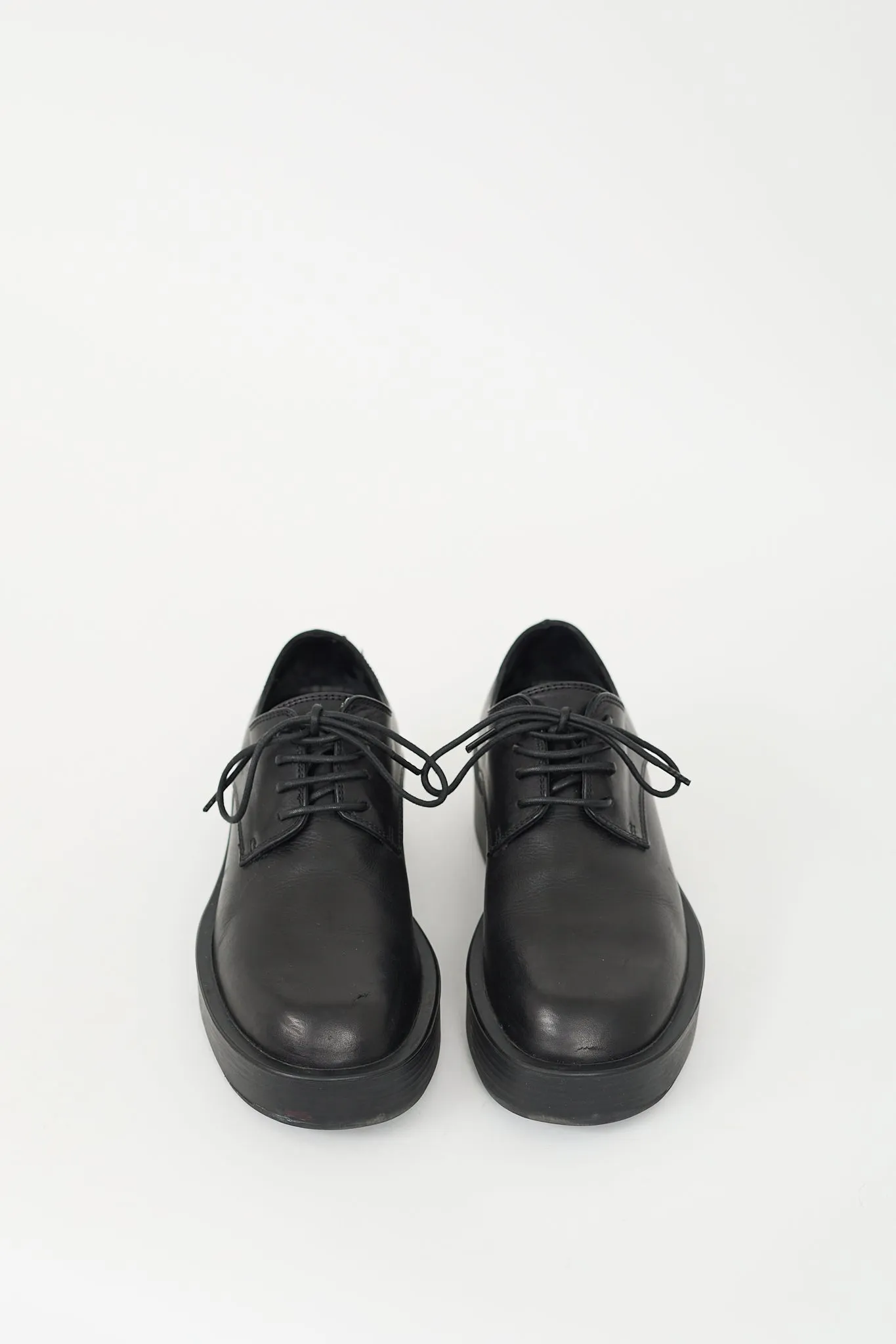 Black Leather Platform Derby